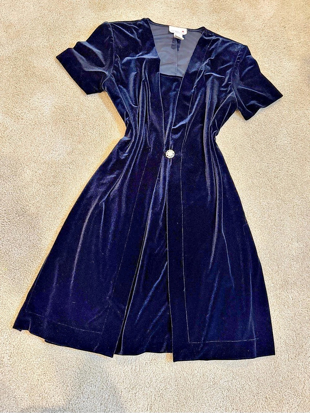 Vintage Scarlett Black Velvet Midi Dress 7/8 Witchy Whimsigoth 90s